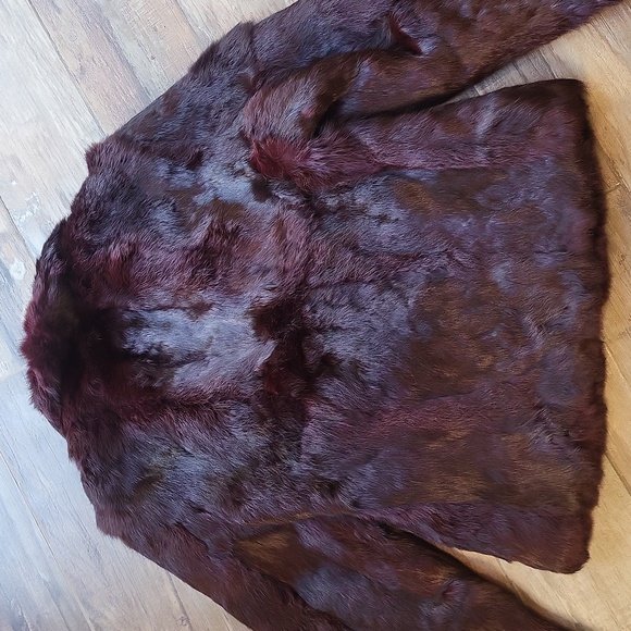Vintage Niki Short Dyed Rabbit Fur Coat, Oxblood Beet Red Burgundy, Small - Picture 16 of 16